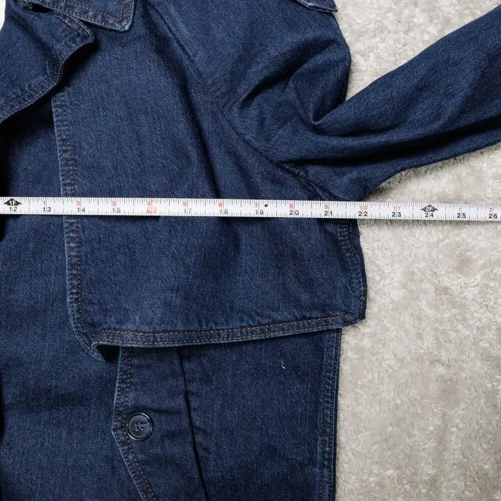 Banana Republic Dark Blue Wash Denim Short Trench Jacket Womens M NWT - Picture 5 of 14